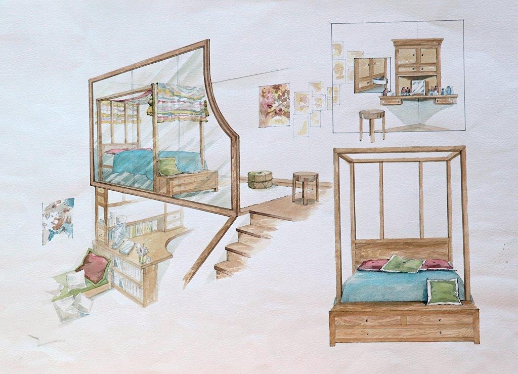 Childs bedroom with mezzanine floor and study area
